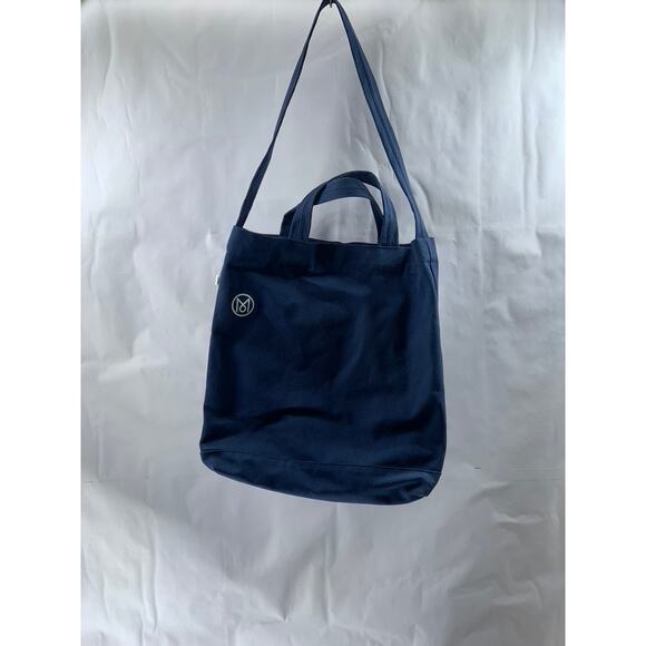MONACLE Unisex Navy Blue Logo Snap-Button Canvas Shoulder/Handbag - Picture 1 of 13